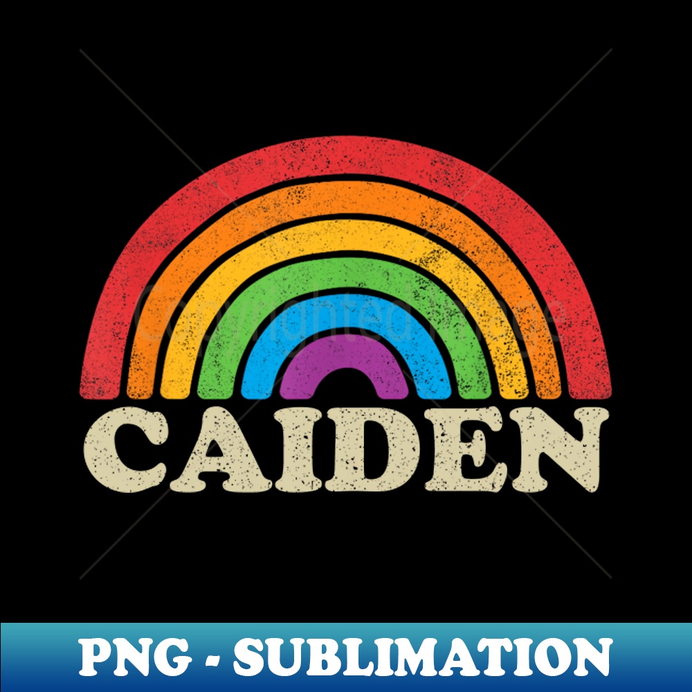 Caiden - Retro Rainbow Flag Vintage-Style - Vintage Sublimation PNG Download - Boost Your Success with this Inspirational PNG Download