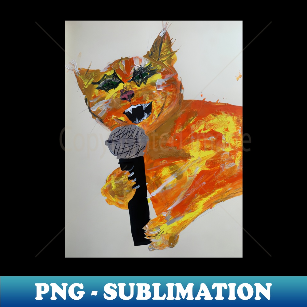 Cat on the Mic - Artistic Sublimation Digital File - Boost Your Success with this Inspirational PNG Download