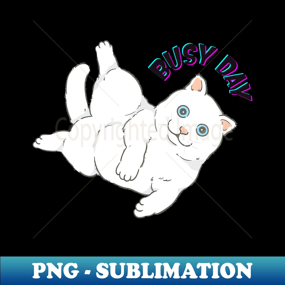 Busy Cat - Elegant Sublimation PNG Download - Unleash Your Creativity
