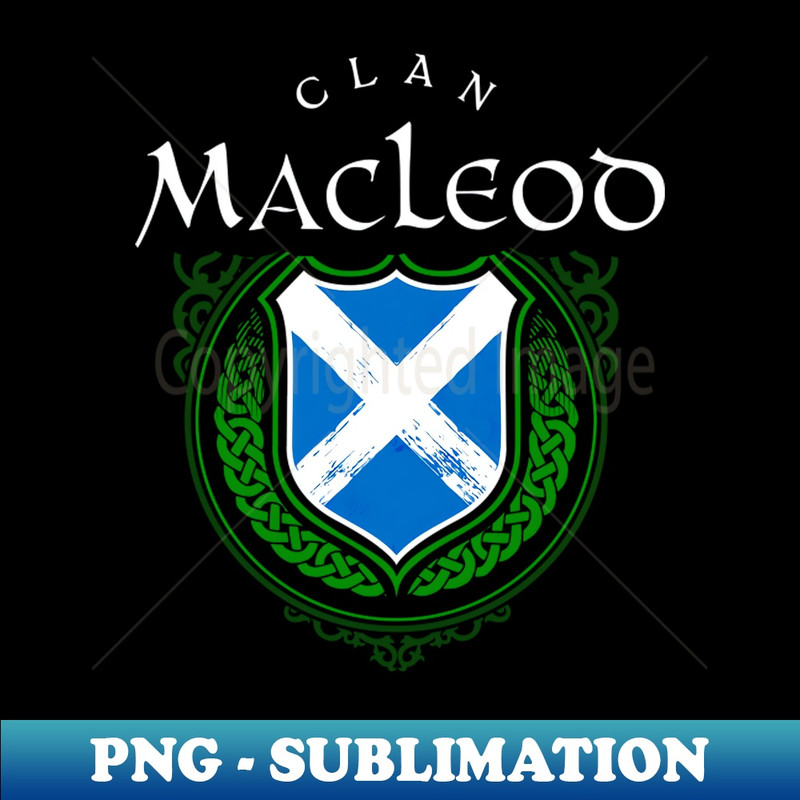 Clan Macleod Surname Scottish Flag Cross Shield - Creative Sublimation PNG Download - Boost Your Success with this Inspirational PNG Download