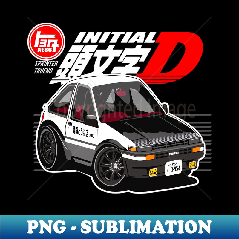 AE86 Sprinter Trueno Initial D Car Tooned Vector - PNG Sublimation Digital Download - Unleash Your Inner Rebellion