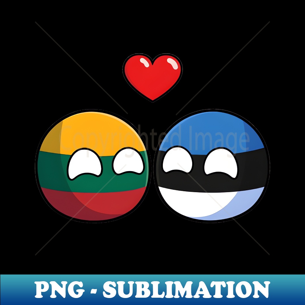Lithuania and Estonia Countryball Saint Valentines day - PNG Transparent Sublimation File - Enhance Your Apparel with Stunning Detail