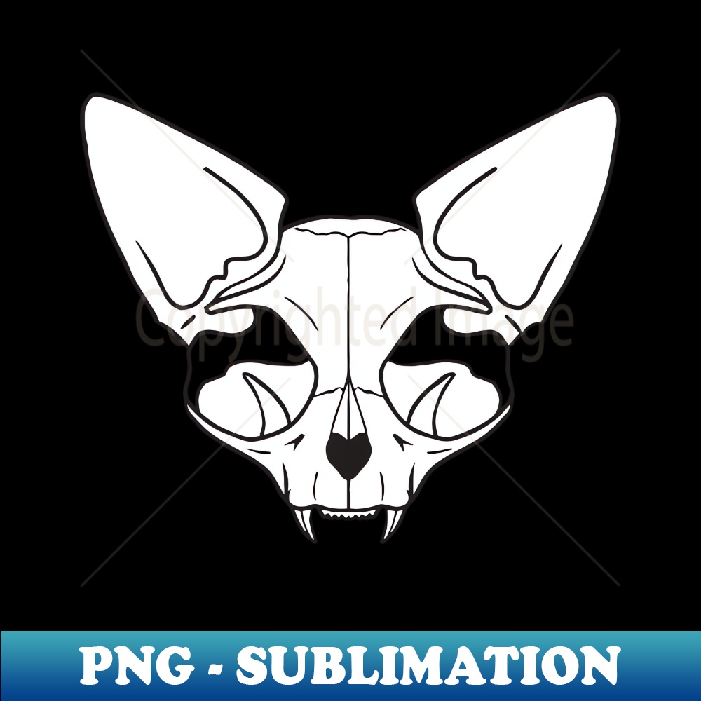 Sphynx Cat Skull - Black and White Line Art - PNG Transparent Sublimation Design - Unlock Vibrant Sublimation Designs