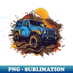 blue jeep in muddy mountain - vintage sublimation png download