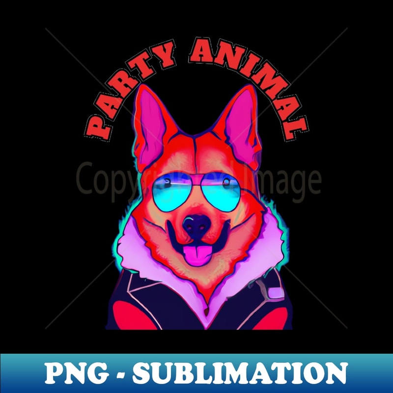 Party Animal Police K9 Dog Synthwave Retro - Stylish Sublimation Digital Download - Boost Your Success with this Inspirational PNG Download
