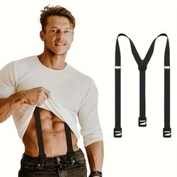 Hold Em Heavy Duty Work Suspenders, Men's Adjustable Outdoor Buckle Suspenders, Durable Polyester, Woven Elastic Clips