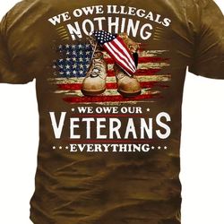 Innovative 'Salute to Veterans' T-Shirt for Men, Crew Neck, Short Sleeves, "We Owe Our Veterans Everything"  T shirt USA