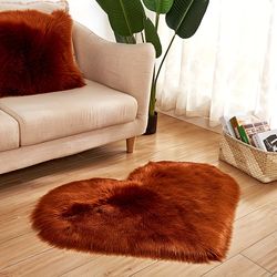 1pc Heart-Shaped Plush Rug - Soft and Fluffy Carpet for Living Room, Bedroom, and Sofa - Perfect Home and Room Decor rug