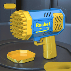 One Pack Of Children's 40 Holes Rocket Launcher Handheld Portable Electric Automatic Bubble toyLED Light For Boys And G