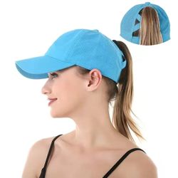 Women Hats Summer Breathable Sun Protection Sun Hat Visor Hat Outdoor Sport Golf Cross Ponytail Hat Baseball Cap woman