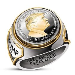 Silver Plated Donald Trump Make America Great Again President Campaign Rings for Men Trump get america back ring USA