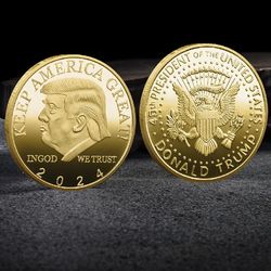 2024 President Donald Trump Decorative Coin Freedom Eagle Design Golden Silvery Black background, USA Great Again Souven