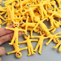 20pcs Creative Stress Relief Toys - Stretchable Yellow Characters for Kids - Christmas Toys Folded in Semi Soft Adhesive