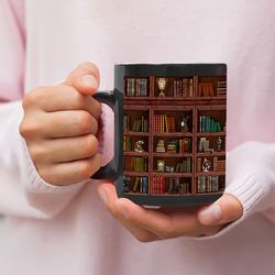 1pc, Library Bookshelf Mug, Book Lovers Coffee Mugs, Librarian Mug, Book Coffee Mug, Book Coffee Cups, Book Club Cups