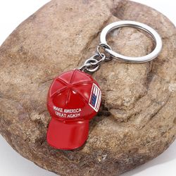 Creative Fashion Red Hat Keychain Alloy Car Pendant Keychain Gift Bag Key Chain Ornament Trump Keychain Keychain gift
