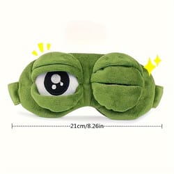 cute frog-shaped sleep eye mask, comfortable fabric, paraben-free, hypoallergenic, one size fits all, clip art png
