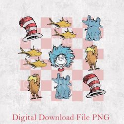 vintage personalized dr. seuss cat in the hat png, read across america png, cat in the hat png, dr. seuss day party png