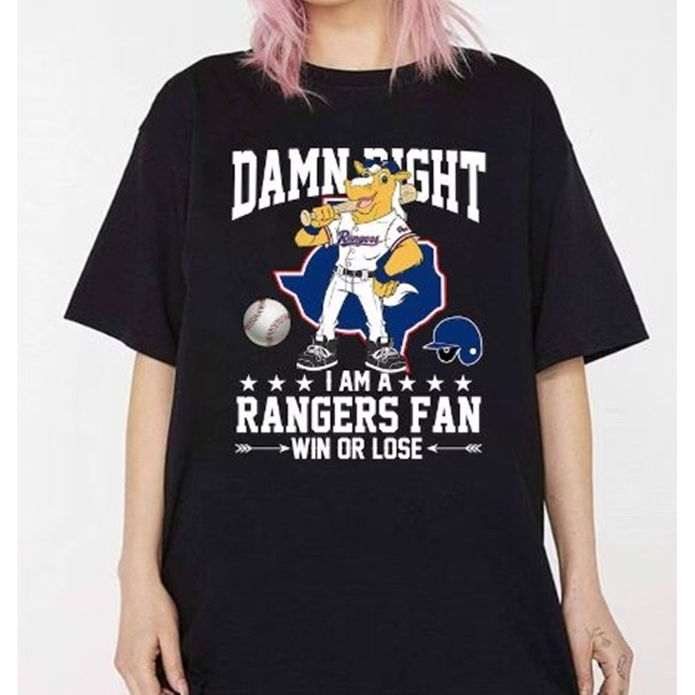 Damn Right I Am A Texas Rangers Mascot Shirt, Gift for Fan Win Lose 2023, Vintage 90s MLB Texas Baseball Sweatshirt, Ranger Baseball Hoodie.jpg