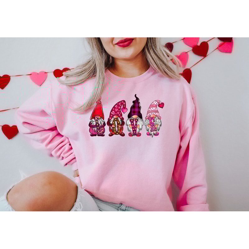 LOVE Gnome Valentines Sweatshirt, Gnome Heart Shirt, Valentines Day Gift, Valentines Day Shirts For Woman, Happy Valentine's Day Tees.jpg