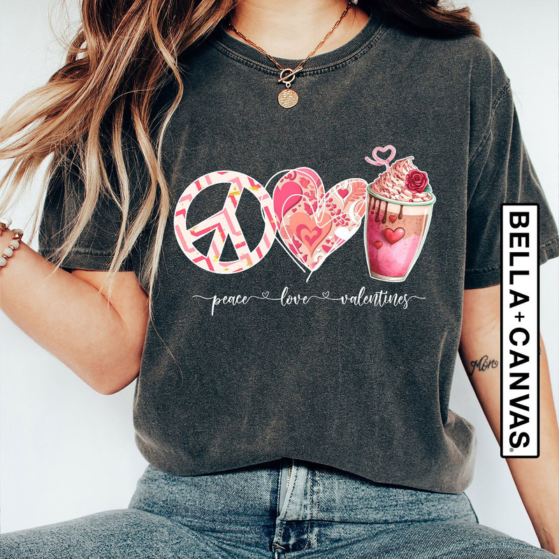 Peace Love Valentines Shirt, Cherry Valentine Shirt, Valentines Day Matching Tee, Valentine Coffee Shirt, Heart Love Shirt, Valentines Day.jpg