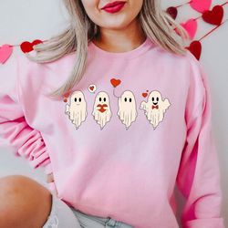 valentine sweatshirt, valentines day sweatshirt, valentines ghost crewneck, spooky valentine sweatshirt, cute ghost swea