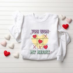 you won my heart sweatshirt, cute valentines sweater, valentines day gift, cute couples tee, gift for her, funny valenti
