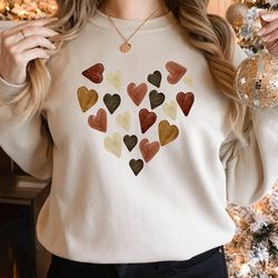 artsy melanin skin tone kindness watercolor hearts soft graphic tees, equality shirt, diversity shirt, anti racism, raci