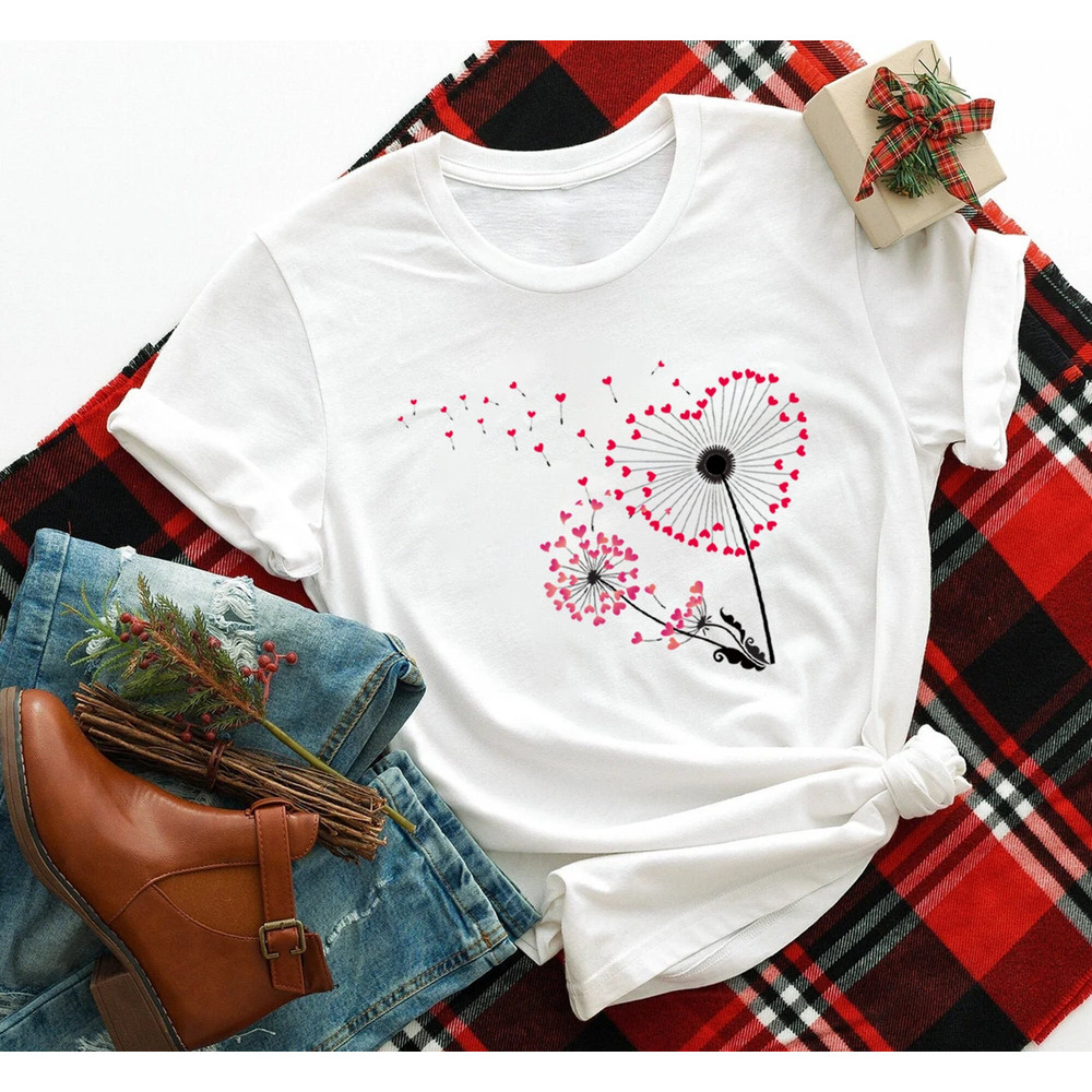 Dandelion Heart Shirt,Valentine Day Tee,Wildflower T shirts,Dandelion Tees For Valentine,Blossoms Shirts,Valentines Day, Gifts For Valentine.jpg