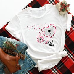 dandelion heart shirt,valentine day tee,wildflower t shirts,dandelion tees for valentine,blossoms shirts,valentines day,