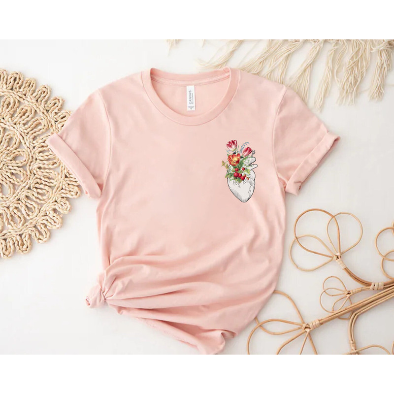 Floral Heart Women's Shirt, Nurse Shirt, Floral Human Heart T-Shirt, Floral Ladies Shirt, Flower Heart Shirt, Heart T-Shirt,Nurse Love Shirt.jpg