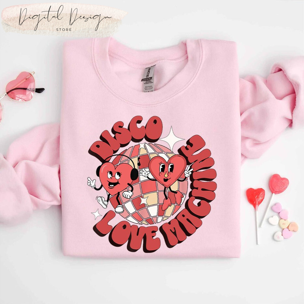 Comfort Colors Disco Valentine's Day Shirt, Disco Dancer Lover Valentine Shirt, Retro Dancing Disco Love Top With Disco Ball Heart Shirt.jpg