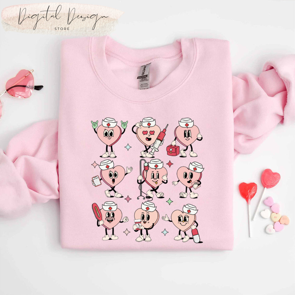 Comfort Colors Heart Valentine Nurse Shirt, Nurse Conversation Hearts, Valentines Day Gift For Nurse, Nurse Valentine Day, Valentine Gift 1.jpg