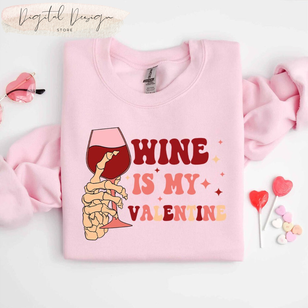 Comfort Colors My Valentine is Wine Shirt, Funny Valentines Shirt, Wine Lover Valentines Day Gift, Unisex Valentines Shirt, XOXO Shirt.jpg