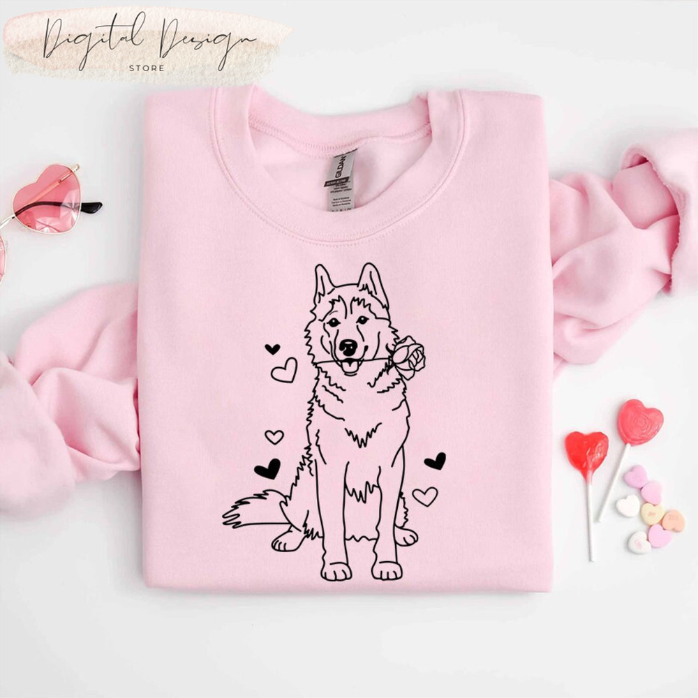 Comfort Colors® Husky Valentine Shirt, Cute Husky With Rose, Husky Lover Shirt, Husky Dog Shirt, Husky Mom Valentine Gifts, Valentines Day.jpg