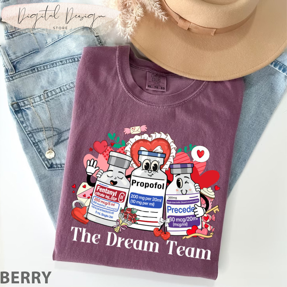 Comfort Colors® Valentine ICU Nurse Shirt, Valentine Dream Team Sweatshirt, Icu Nurse, Anesthesiologist, CRNA, Surgical, Nurses Week Gift.jpg