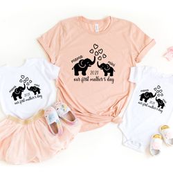 first mothers day shirt, elephant matching mom and baby shirt and bodysuit set, mothers day gift, our first mothers day