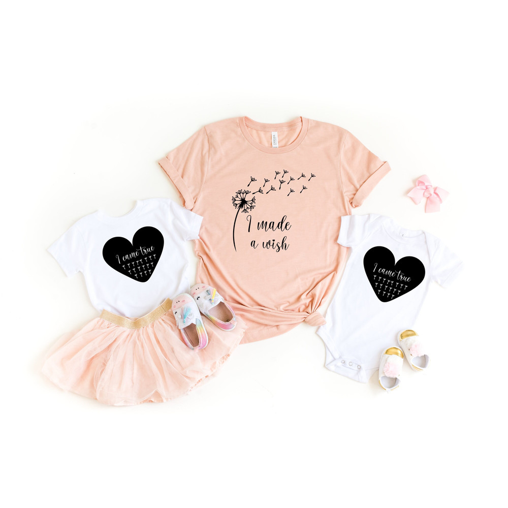 I Made a Wish Matching Shirts, Family Matching T-Shirts, Baby Shower, Mommy And Me Tee, Mothers Day Gift, Gift For New Mom, I Came True Tee.jpg
