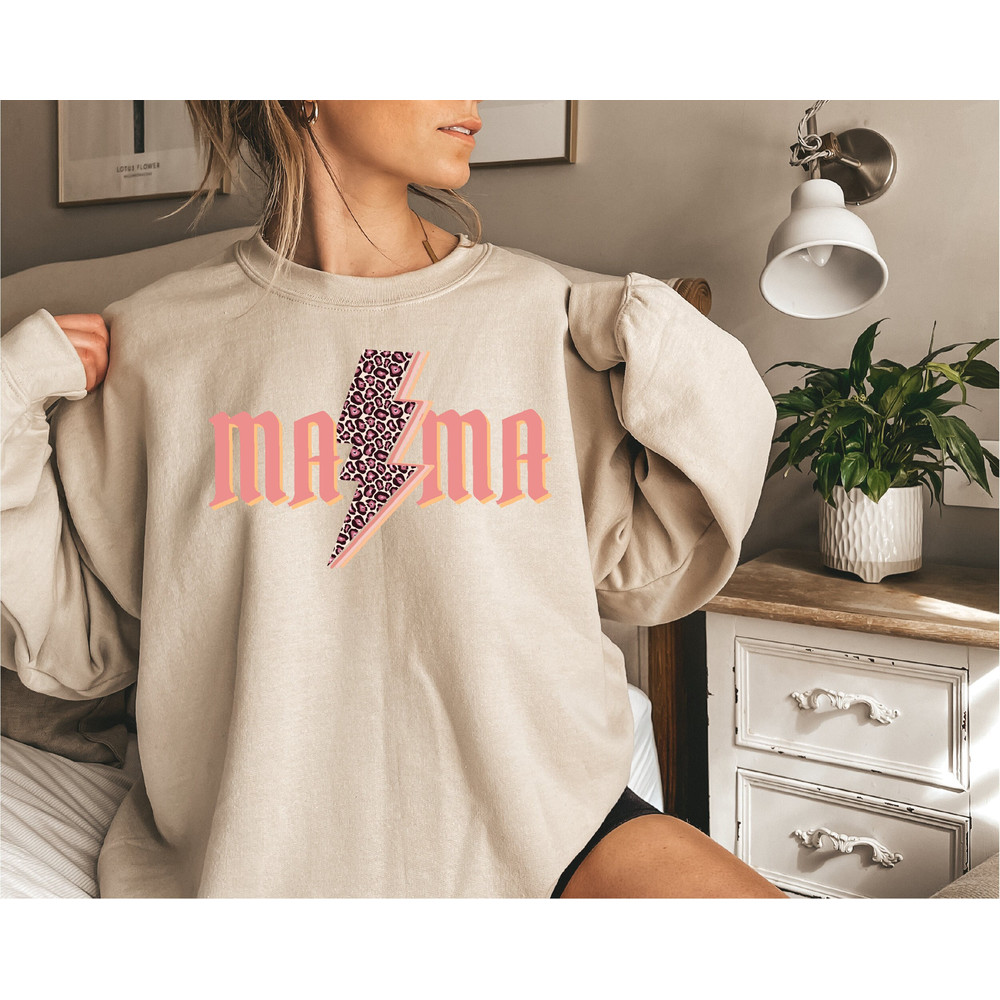 Mama Lightning Bolt Sweatshirt, Leopard Mama Crewneck, Mama Sweats, Leopard Lightning Sweat, Cool Mama Sweats, Mothers Day Sweatshirt Gift.jpg