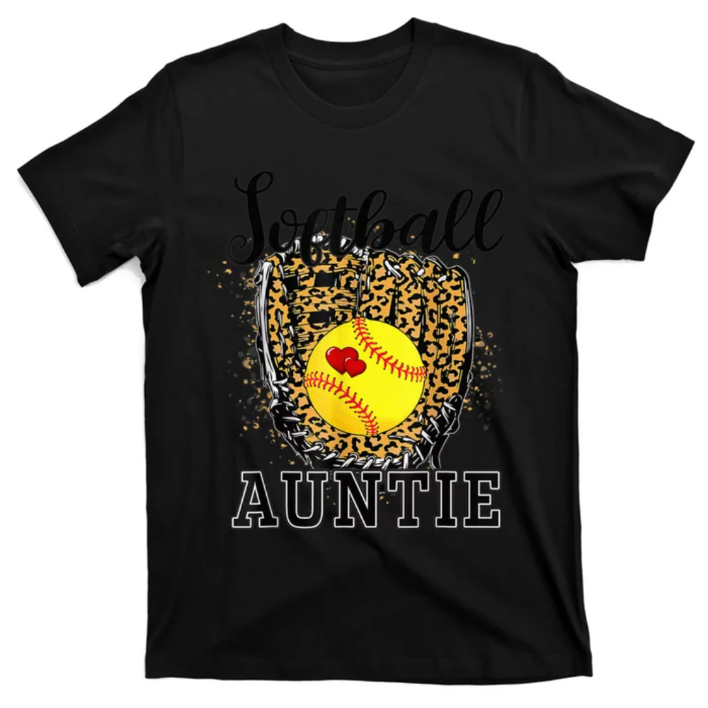TeeShirtPalace Softball Auntie Leopard Game Day Aunt Mother T-Shirt.jpg