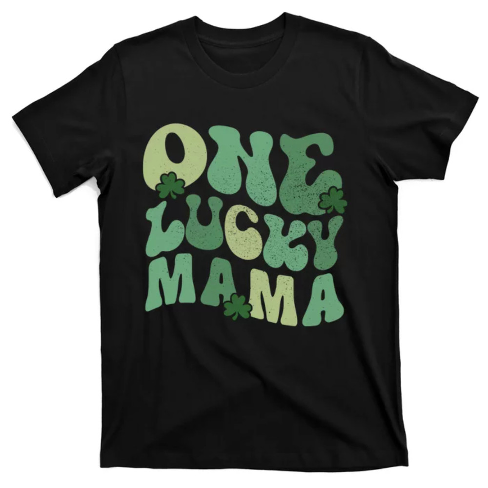 TeeShirtPalace Womens One Lucky Mama St Patricks Day Mom Mother Groovy T-Shirt.jpg