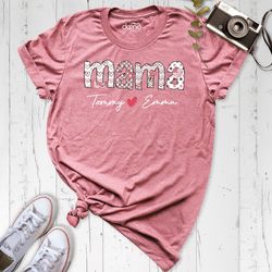 Custom Mama Shirt, Valentines Day Tshirt, Mama With Children Names Shirt, Blessed Mama Tshirt, Personalized Mama T-shirt