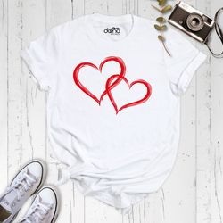double heart shirt, valentines day shirt, couple heart shirt, matching valentines t-shirt, besties heart shirt, cute hea