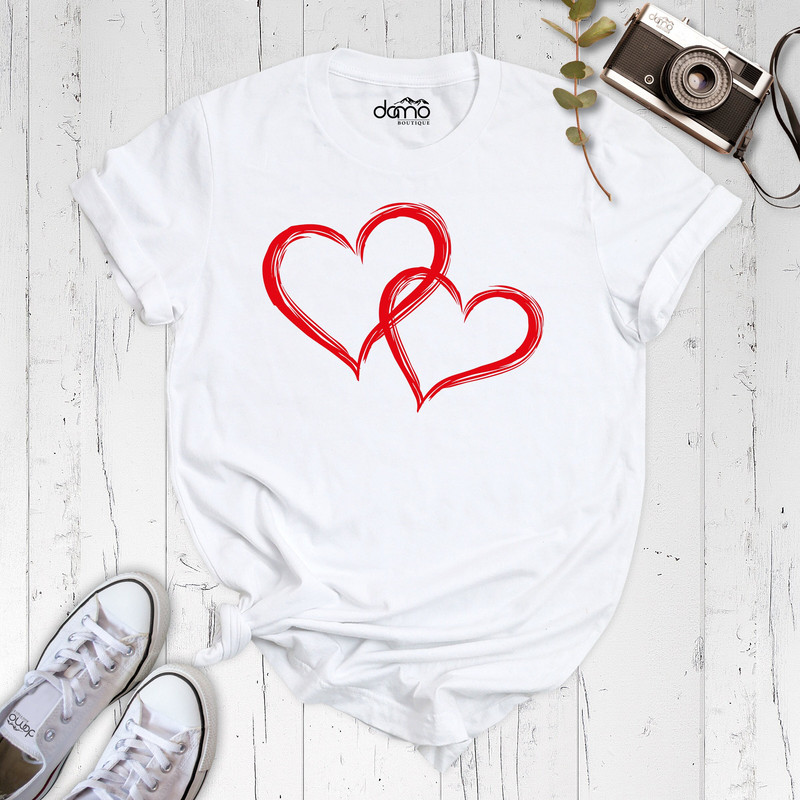 Double Heart Shirt, Valentines Day Shirt, Couple Heart Shirt, Matching Valentines T-Shirt, Besties Heart Shirt, Cute Hearts Shirt.jpg
