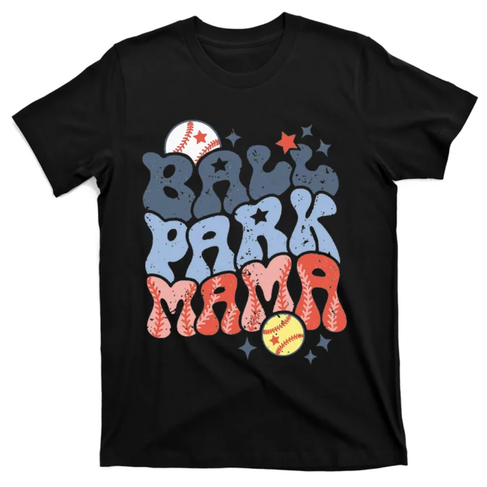 TeeShirtPalace Ballpark Mama Baseball Mom Softball Mom Mothers Day Groovy T-Shirt.jpg