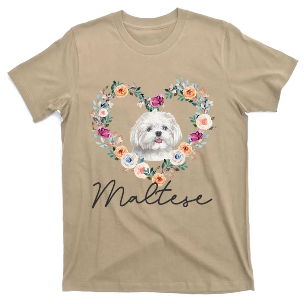 TeeShirtPalace Maltese Dog Flower Heart Funny Mothers Day Gift T-Shirt.jpg