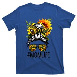 mom life messy hair bun sunflower mothers day gift t-shirt