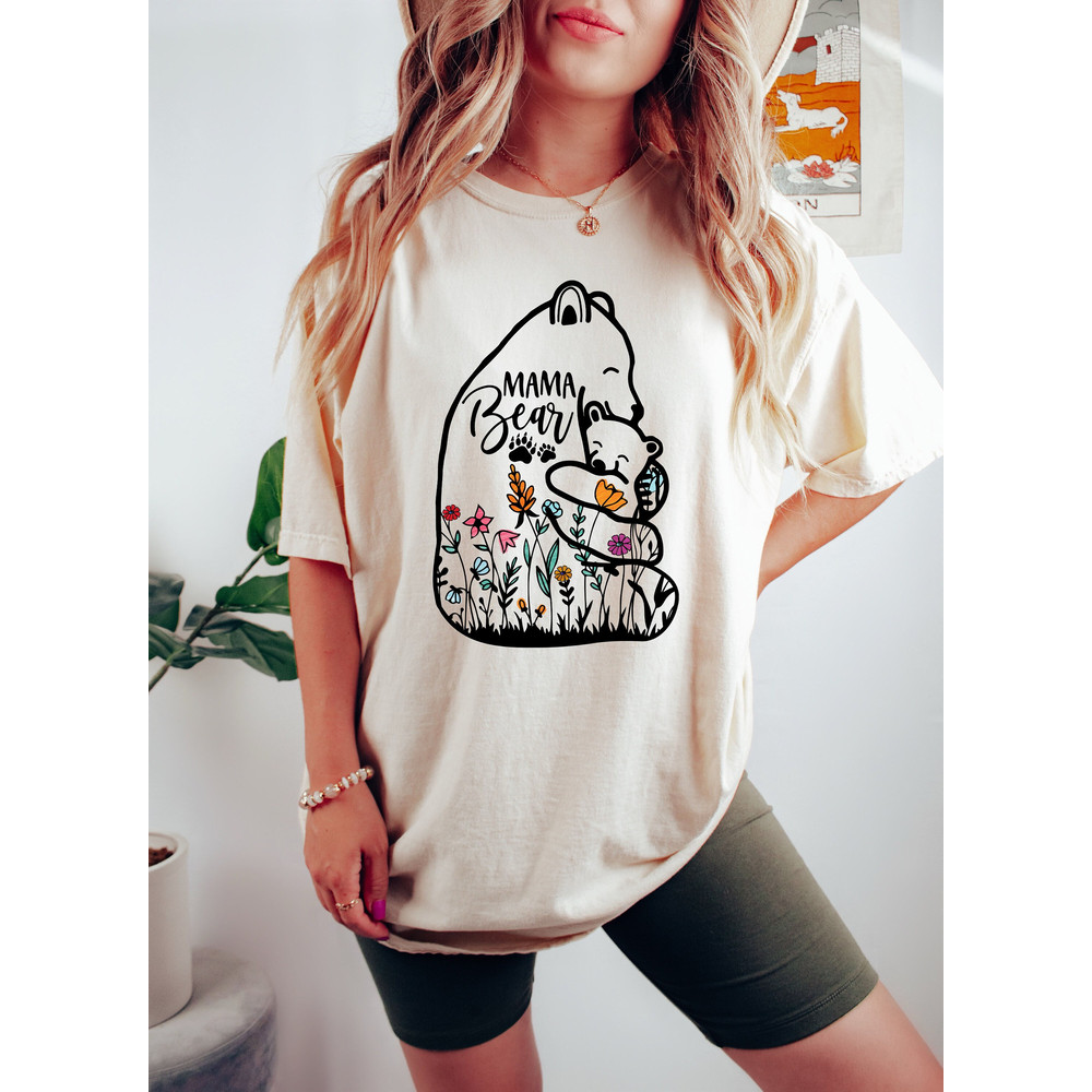 Mama Bear Shirt, Mom Shirt, Mama Bear, Cute Mama Bear and Baby with Wildflowers, Mom T-Shirt, Mommy Shirt, Mother's Day Gift,Mama Sweatshirt.jpg