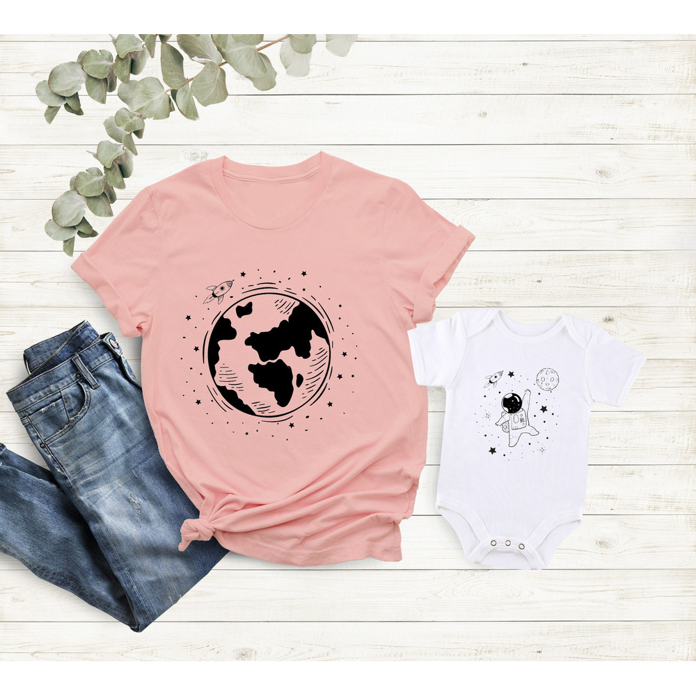 Moon and Astronaut Dad Baby Matching Set, Gift For Dad, Baby Bodysuit, Mom and Baby Shirt, Matching T shirts, New Dad Gift, Baby Shower Gift.jpg