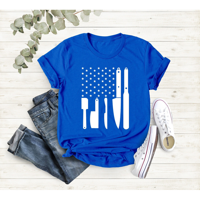 American Chef Shirt, Chef Knives Shirt, Gift for Cook, Butcher Gift Shirt, Funny Baking Shirt, Culinary School Shirt, Chef Gift Shirt.jpg