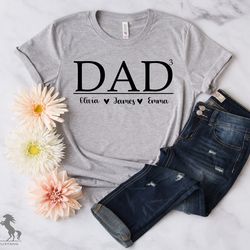 personalized dad shirt, custom dad shirt, dad with two children shirt, dad with 3 children shirt, dad2 shirt, dad3 shirt